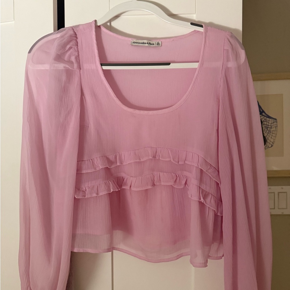 Abercrombie Pink Ruffled Sheer Women's Top